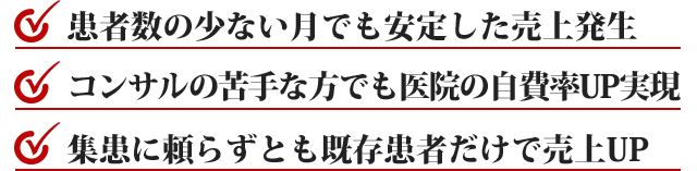 患者数の少ない月でも安定した売上発生