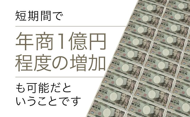 短期間で年商１億円程度の増加も可能だということです。