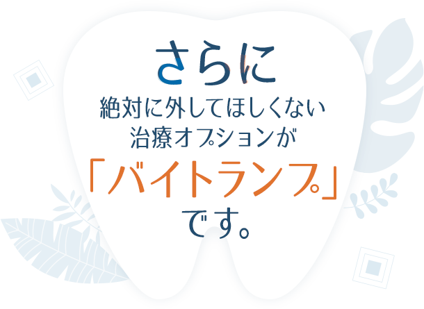さらに絶対に外してほしくない治療オプションが
「バイトランプ」です。