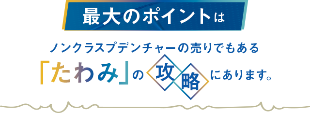 最大のポイントはノンクラスプデンチャーの売りでもある「たわみ」の攻略にあります。