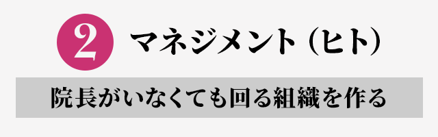 2. マネジメント（ヒト）院長がいなくても回る組織を作る