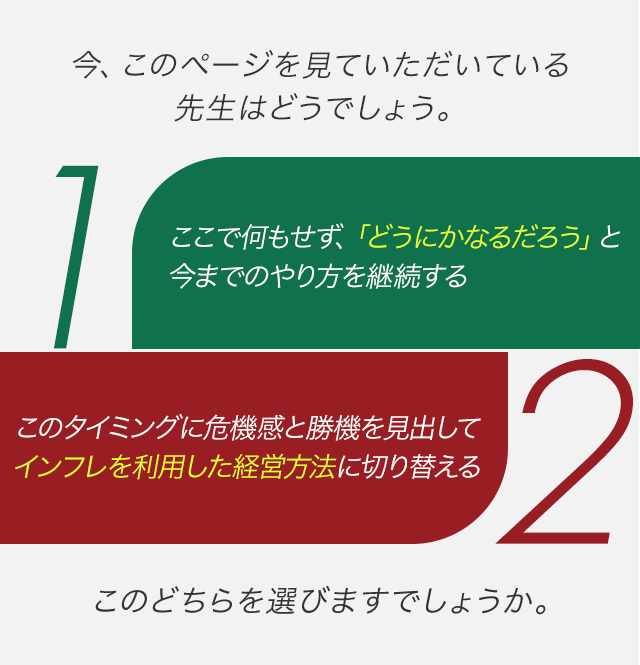 ここで何もせず「どうにかなるだろう」と今までのやり方を継続する。