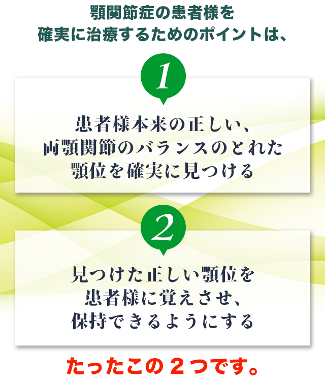 顎関節症の患者様を確実に治療するためのポイントは、