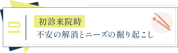 ●「初診来院時」不安の解消とニーズの掘り起こし
