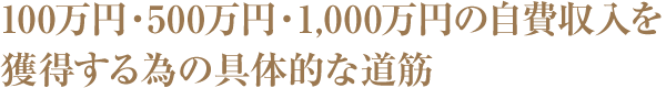 100万円・500万円・1000万円の自費収入を獲得する為の具体的な道筋