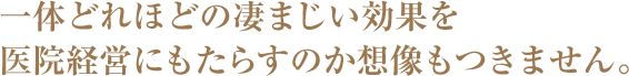 一体どれほどの凄まじい効果を医院経営にもたらすのか想像もつきません。