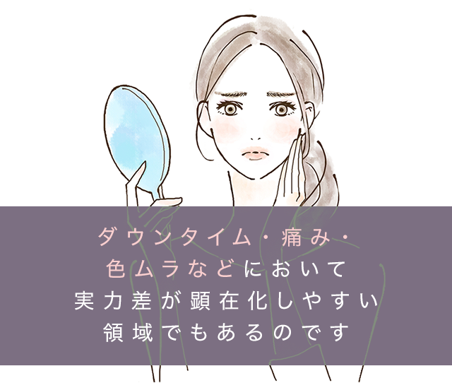 ダウンタイム・痛み・色ムラなどに