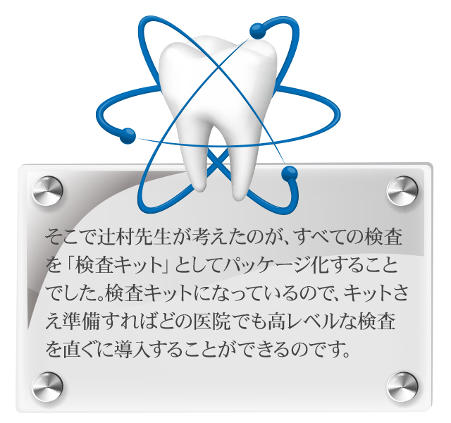 そこで辻村先生が考えたのが、すべての検査を「検査キット」としてパッケージ化することでした。検査キットになっているので、キットさえ準備すればどの医院でも高レベルな検査を直ぐに導入することができるのです。