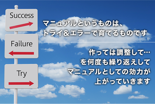 マニュアルというものは、トライ＆エラーで育てるものです